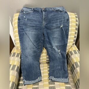 Nicole Miller SOHO High Rise Skinny Crop Jeans Distressed Size 18W